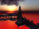 A Ãrvore do Bradesco vista no pÃ´r-do-sol do Second Life